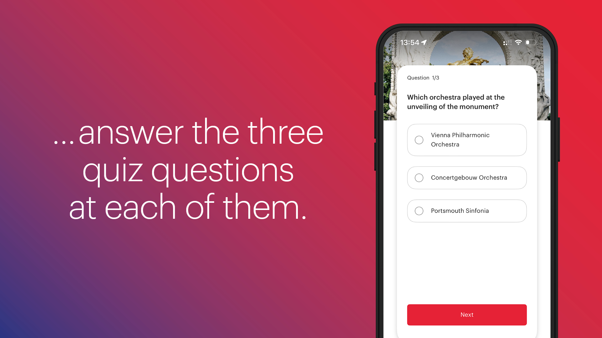 Sujet with text: … answer the three quiz questions at each of them