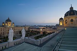 View of the MuseumsQuartier, Museum of Natural History Vienna, Kunsthistorisches Museum