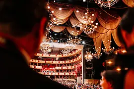 View of the Vienna State Opera during the Vienna Opera Ball