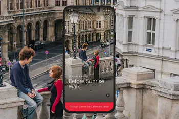 Sujet ivie with text: "Before Sunrise Walk"