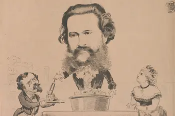 Johann Strauss caricature from the magazine “Die Bombe”