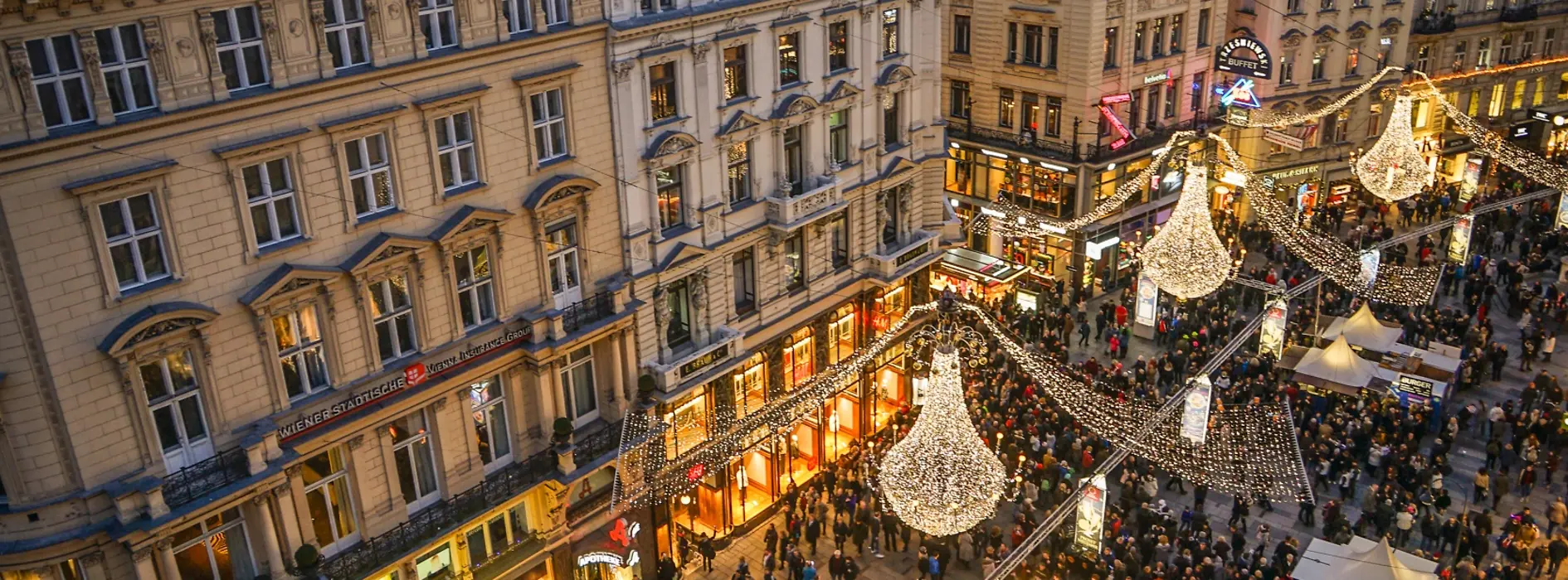People celebrating New Year's Eve on Graben in Vienna 