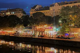 Restaurants on the Danube Canal by night