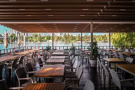 Restaurant with the Danube in the background